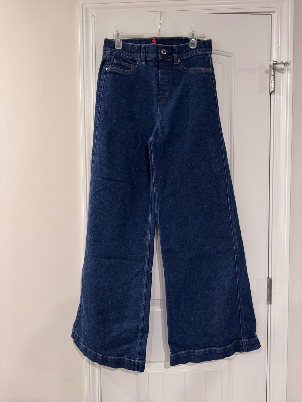 SPANX Wide Leg Jeans in Dark Blue Denim